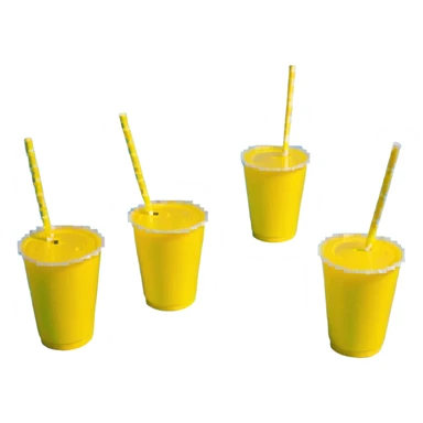napkins, soda straws, yellow disposable cup sticker