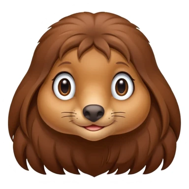 Female mole animal with long brown hair sticker