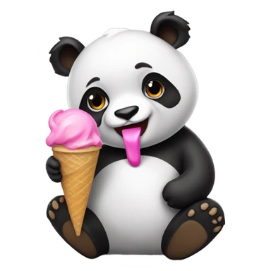 Panda eating ice cream pink sticker