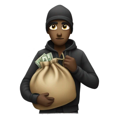 A thief with a money bag over shoulder sticker