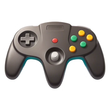 Clash of Clans aesthetic: Cinematic Playful Nintendo 64 Console Portrait Emoji, rendered in a 3D vector-style similar to standard emojis with minimal shading and bold, simplified shapes. A compact, distinct form with signature details, softly glowing with a nostalgic gaming charm. Simplified yet unmistakably iconic, highly detailed and consistent, glowing with a soft radiance and high shine. Stylized with a touch of retro gaming magic and a soft glowing outline, capturing the essence of a beloved gaming relic with a friendly, playful manner! sticker