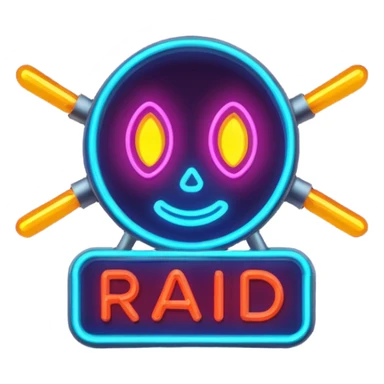  a neon sign that says RAID sticker