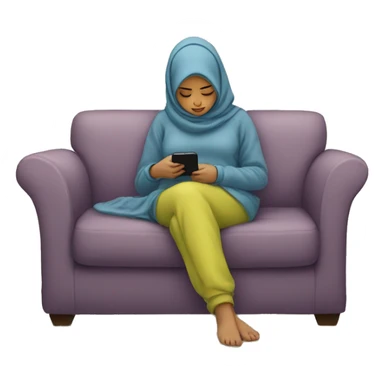 Hijabi-wearing-hoodie-sleeping-on-couch-with-phone sticker