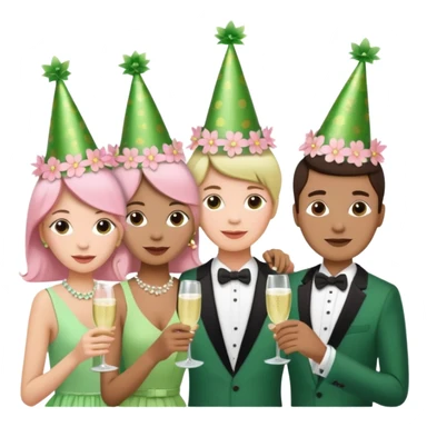 light green and light pink floral party sticker