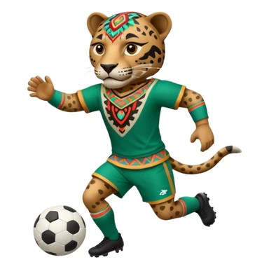 jaguar realista mexicano con vestimenta azteca que juega futbol sticker