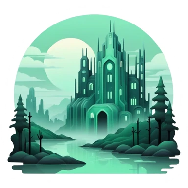 Ghostly Pastel Black Green White Spectral Gloomy Dusky Dystopian Apocalyptic Aesthetic Scenery Deco sticker