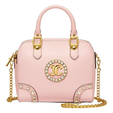 pale pink juicy couture purse with big gold JC on the front bling bling sticker