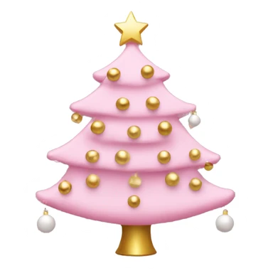 Pink christmas tree with white and gold balls sticker