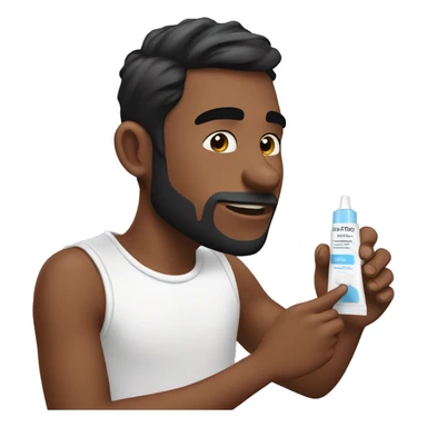 Ian putting on acne cream sticker