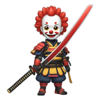 clown samurai japan katana sticker