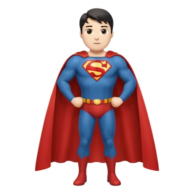 Make a Superman emoji with hands on hips, cape blowing, and the Superman "S" on the front. Make taller sticker