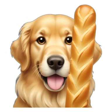 golden retriever holding a baguette in mouth sticker