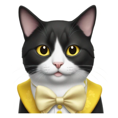 Tuxedo cat in yellow costume for new year sticker