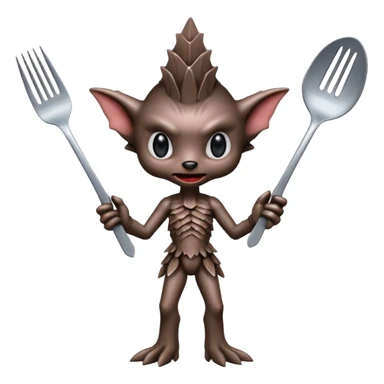 A demogorgon holding a fork sticker