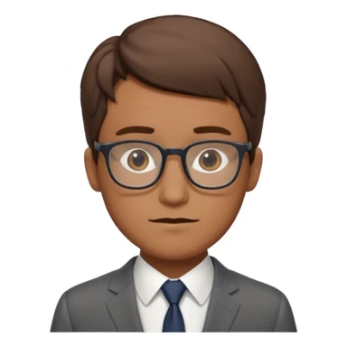 man with short brown hair, friendly face, wearing a suit, rectangle glasses, nerdy look, inspired by Hank Brennan sticker