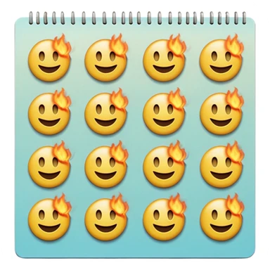 A page from a wall calendar that starts burning from the bottom right corner. Use soft and pastel tones. Make the emoji image resemble the basic set of smileys like on the iPhone. sticker