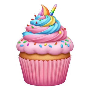 pastel pink cupcake with rainbow sprinkles sticker