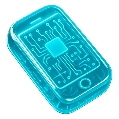 emoji of a glowing digital device, cyber style sticker