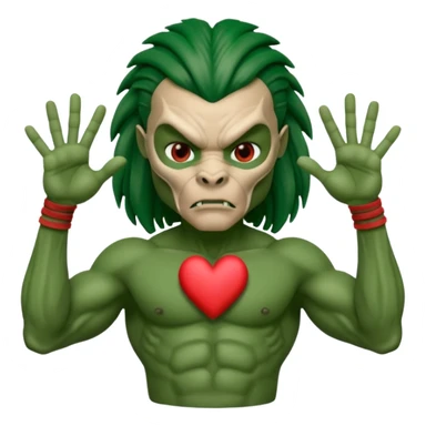 A Yautja from the movie predator making heart sign with hands sticker