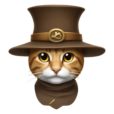 cat with musketeer hat, brown hat sticker