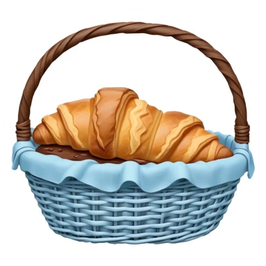 Croissant with poured chocolate in a pale blue wicker basket sticker