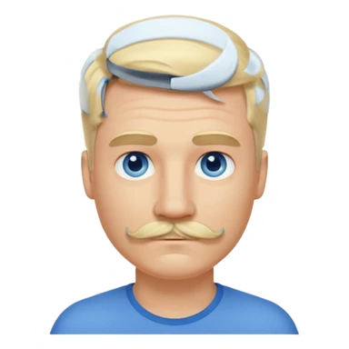normal emoji 👨🏼 white guy with blond hair, mustache, and blue eyes. No shoulders or neck. Just head. Hair a little mussed and stylish sticker