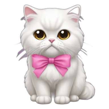 white persian cat with a pink bow  sticker
