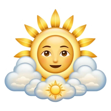 "Create a warm emoji representing morning spiritual awakening. Golden sunrise rays, soft light beams, peaceful clouds, or spiritual symbols like crosses, crescents, or light. No human figures - focus on light, warmth, and divine energy." sticker