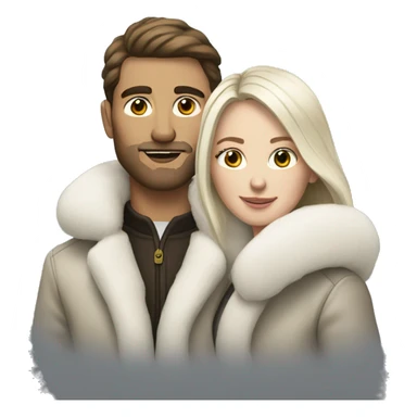 White couple in long fur coats sticker