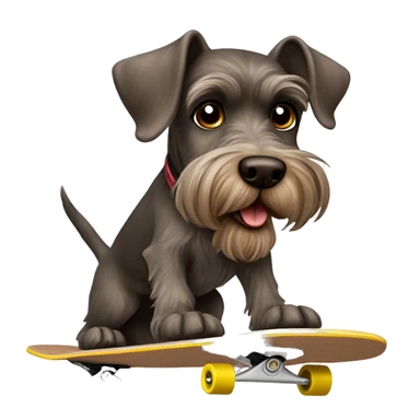 Brown schnauzer dog skateboarding sticker