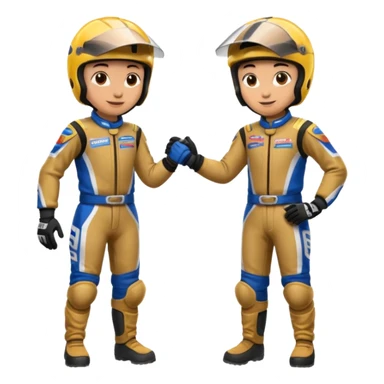 2 dirtbike racers in gear and gloves shaking hands sticker