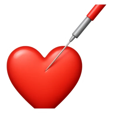 Make the needle much bigger while keeping the heart and overall style the same. Remove the background. sticker