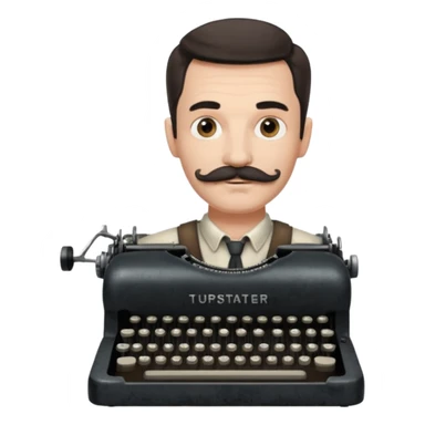 moustache man with vintage typewriter sticker