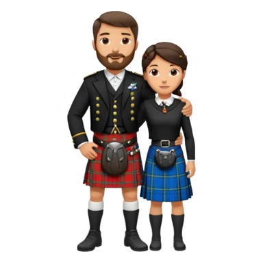 scottish man with stubble in kilt with brunette wife sticker