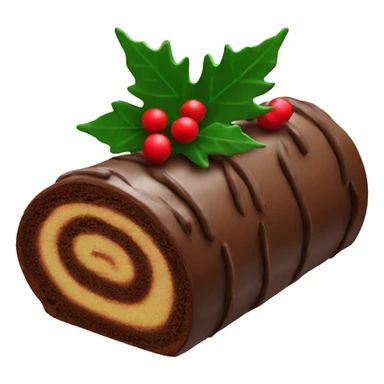 Yule log cake with leaf topping sticker