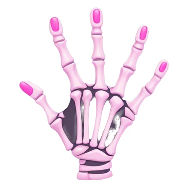 skeleton hand with long pink nails sticker
