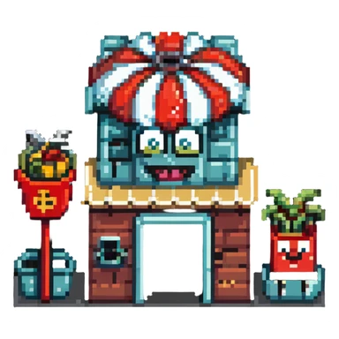 Krusty Krab restaurant from SpongeBob, anchor-shaped fast food building sticker