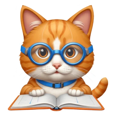 funny cat with planner with blue goggles sticker