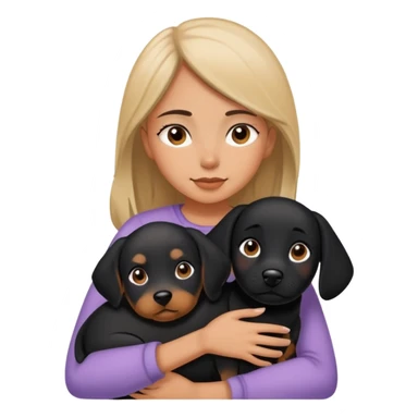 Black dog cuddling girl sticker