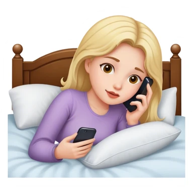 Girl laying In bed using her phone  sticker