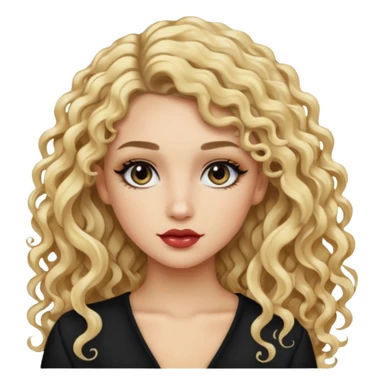 split dye leftside blonde rightside black long curly hair, pretty makeup baddie sticker