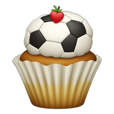 Happy cupcake with a soccer ball as icing  sticker