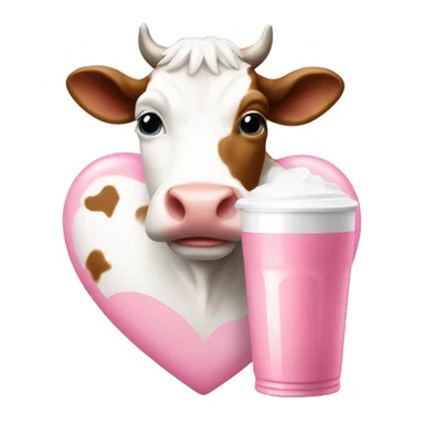 pink and white heart with cow pint  sticker