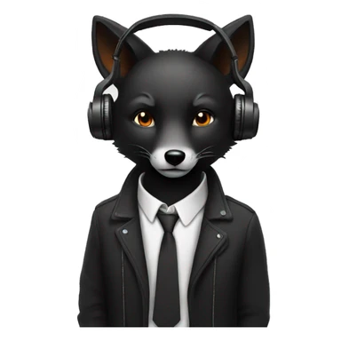 black fox listening to music sticker