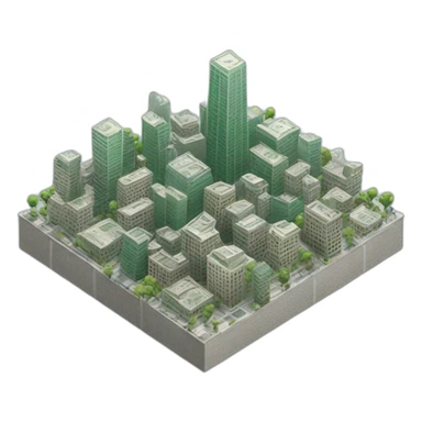 city with building made out of dollars sticker