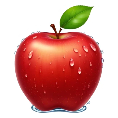 Cinematic crisp, shiny red apples, glistening under soft natural light, perfectly round with tiny water droplets, warm rich hues, highly detailed and fresh. sticker