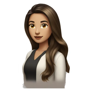 Brunette girl with long voluminous dark brown hair with blonde highlights balayage sticker