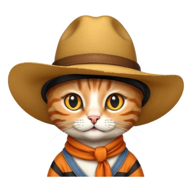 tabby cat with a wide-brimmed cowboy hat sticker