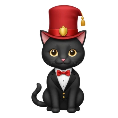 black suited cat with fes hat sticker