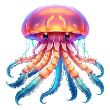 Neon glowing jellyfish-crab-squid  sticker